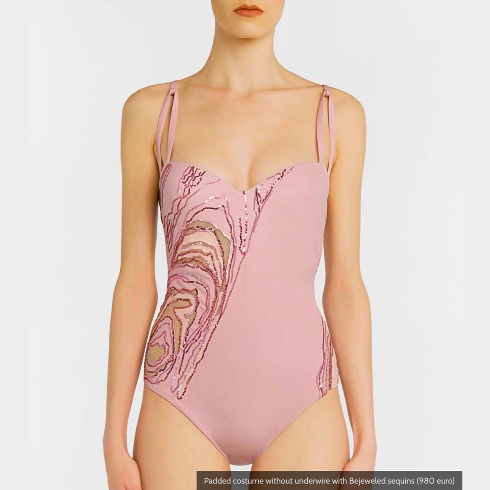 NWOT La Perla Plum Bejeweled Sequins Swimsuit